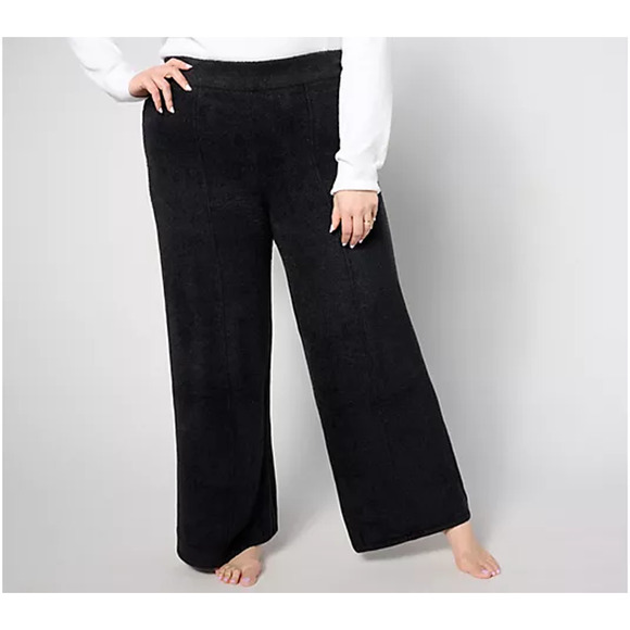 A630188 BAREFOOT DREAMS Regular CozyChic Lite Wide-Leg Seamed Pant Black S - Picture 5 of 6